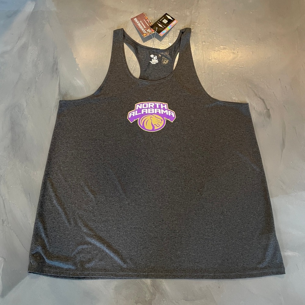 University North Alabama Lions Racerback Tank Top Gray 2XL Badger Sport NWT